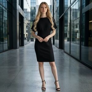 Laundry by Shelli Segal 100% Merino Wool Zip-Neckline Ribbed Sweater Dress S!